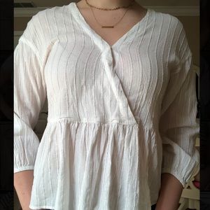 Madewell Long Sleeve Blouse w/ Pink Glitter Detail